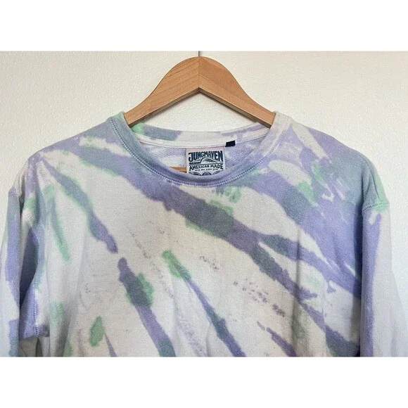 Jungmaven Sweatshirt Mens XS Purple Green White Tie-Dyed Hemp Organic Cotton - Picture 2 of 8